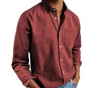 WUFANGBU Mens T Shirts Mens Shirts Long Sleeve Dress Shirts Tops Man Casual White Shirt Blouses Fashion Elegant Shirts Man Clothing L Red