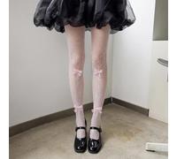 WUFANGBU Socks Stockings Velvet Bow Embroidery Pearl Tights Pantyhose Fashion Women Tights Lolita Styles Sweet Girls Cute Tights White