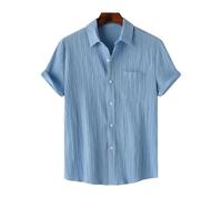 WUFANGBU T Shirt Short Sleeve Men Solid Color Shirt Men'S Casual Breathable Short Sleeve Shirt Pocket Button Closure Soft Loose Fit For Daily M Lightblue