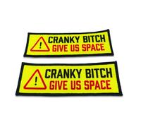 Wuffable Cranky Bitch - Give Us Space Awareness Patch, Yellow, Hook Backed, 2 Pack, for Harnesses, Bags and Vests