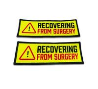 Wuffable Recovering from Surgery Dog Patch, Yellow, Hook-Backed, 2 Pack, 15cm x 5cm, for Harnesses and Vests