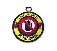 Wuffable Training & Awareness Patch Tab - “Give Us Space - In Training” with Do Not Touch Icon - NonVerbal Communication and Advocacy for Dog Training
