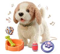 Wuffy Robot Dog, Robot Dogs Realistic, Interactive Walking Plush Toy Dog, Leash Remote Plush Toy Puppy with Touch Barking, Wags-Tail, Tongue Licking, Sing, Battery Powered (Batteries Not Included