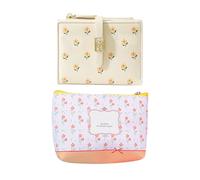 WUFGWBD 1 Leather Flower Wallet and 1 Flower Coin Purse, Short Wallet, Cute Wallet, Women's Wallet, Multifunctional Card Holder, Mini Storage Bag