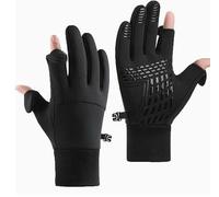 WUFGWBD 1 Pair Of Black Men'S Waterproof Gloves, 1 Piece Of Cold-Proof And Warm Bib, Touch-Screen Non-Slip, Outdoor Cycling Gloves, Drawstring Windproof Bib.