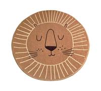 WUFGWBD 1 Piece Brown Cartoon Animal Round Children'S Carpet, 60*60Cm, Bedroom Play Area Mat