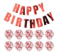 WUFGWBD 1 Piece Happy Birthday Pull Flag, 10 Pieces Sequined Balloons, Happy Birthday Banner, Happy Birthday Decorations, Birthday Party Theme Decorations