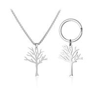 WUFGWBD 1 Piece of Hollow Tree Necklace and 1 Piece of Hollow Tree Keychain, Fashionable and Simple Jewelry, Creative Jewelry, Versatile Jewelry