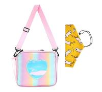 WUFGWBD 1 Piece Rainbow Color Insulated Lunch Bag & Portable Cutlery Triangle Bag, Pink & Yellow, Kids & Girls Lunch Box