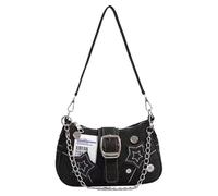 WUFGWBD 1 Piece Unisex Y2K Style Star Pattern Large Capacity Canvas Shoulder Bag, Black, M