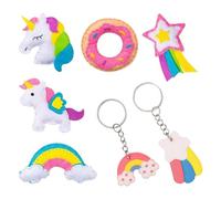WUFGWBD 1 Rainbow Horse Sewing Set, 2 Pieces Rainbow Horse Keychains, Diy Craft Sewing Accessories, Kids Felt Sewing Accessories, Fun Set