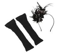 WUFGWBD 1 Set Of 2 Pieces Women's Formal Party Headband & Finger Protectors, Black Lace Headpiece