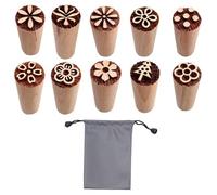 WUFGWBD 10 Pcs Wooden Stamps And 1 Pc Storage Bag, Engraved Stamps, Clay Stamps, Cute Stamps, Scrapbooking Stamps