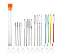 WUFGWBD 16-Piece Embroidery Needle Set With Storage Bottle, 10 Sweater Mark Buckles, Big Eye Needle Set, Plastic Sewing Pins, Diy Crochet Tools.