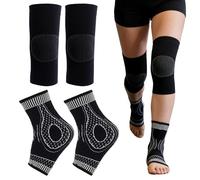 WUFGWBD 2 Ankle Compression Sleeves And 1 Pair Of Knee Pads, Elastic Covering Support, Relieve Ankle Discomfort, Sports Protection And Daily Wear And Use (M Size).