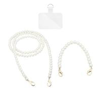 WUFGWBD 2 Mobile Phone Chains, 1 Transparent Spacer, Pearl Mobile Phone Chain, Mobile Phone Chain Strap, Beaded Lanyard For Women, Mobile Phone Accessories