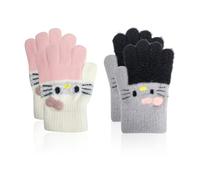 WUFGWBD 2 Pairs Of Cute Gloves, Winter Gloves For Girls, Warm Five-Finger Gloves, Plush Gloves, Plush Gloves