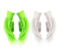 WUFGWBD 2 Pairs Of Furry Gloves, Long Fur Gloves, Unisex, Cosplay Props, Non-Slip Gloves, Holiday Party Glove Decoration