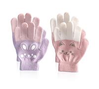 WUFGWBD 2 Pairs Of Girls' Gloves, Cute Cartoon Gloves, Finger Gloves, Knitted Children'S Gloves, Winter Warm Products