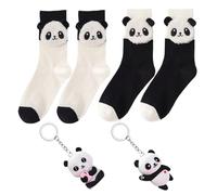 WUFGWBD 2 Pairs Of Panda Socks, 2 Panda Pendants, Cute Panda Pattern, 3D Plush Three-Dimensional Socks, Panda Gifts, Ladies Warm Socks 4-7, Suitable For Family And Girlfriends.