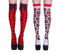WUFGWBD 2 Pairs Of Playing Card Pattern Stockings, Women'S Socks, Over-The-Knee Stockings, Tight Stockings, Party Costume Decoration Socks