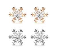 WUFGWBD 2 Pairs of Snowflake Shaped Earrings, Rhinestone Earrings, Fashionable and Simple Earrings, Ele Ladies Earrings, Ladies Jewelry