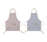 WUFGWBD 2 Pcs Halter Neck Aprons For Kids, Adjustable Striped Apron, Painting And Cooking Apron For Boys And Girls, Sleeveless Apron With Pockets