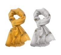 WUFGWBD 2 Pieces Bee Print Scarf, Warm Scarf, Soft Scarf, Long Scarf For Women, Clothing Accessories (Yellow, Gray)