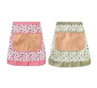 WUFGWBD 2 Pieces Floral Aprons, Kitchen Aprons, Anti-Dirty Aprons, Cooking Aprons, Gardening Aprons, Work Aprons