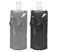 WUFGWBD 2 Pieces Foldable Water Bags, 480ML Each, Black & Gray, Mountaineering, Sports, Travel, Hiking, Running, Cycling, Camping, Daily Use