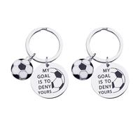 WUFGWBD 2 Pieces Football Element Keychains, Stainless Steel Keychains, Football Fan Keychains, Goalkeeper Gifts, Creative Keychains