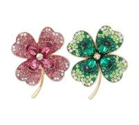 WUFGWBD 2 Pieces Four-Leaf Clover Brooches, Rhinestone Brooches, Ele Brooches, Shiny Brooches, Clothing Decoration Brooches, Gift Brooches
