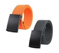 WUFGWBD 2 Pieces Men'S Belts, 3.8Cm Canvas Belt, Adjustable Belt, Elastic Waistband (Grey + Orange)