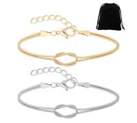 WUFGWBD 2 Pieces Of Bracelets, 1 Piece Of Jewelry Storage Bag, Women'S Metal Bracelets, Fashion Jewelry, Friendship Bracelets, Couple Bracelets