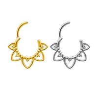 WUFGWBD 2 Pieces of Flower-Shaped Nose Rings, Ele Nose Rings, Stainless Steel Nose Rings, Piercing Jewelry, Women's Nose Rings, Fashionable Personalized Jewelry