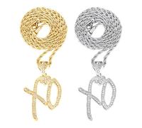 WUFGWBD 2 Pieces of Letter Pendant Necklace, Classic Fashion Necklace, Simple and Versatile Necklace, Hip-Hop Necklace, Zircon Necklace