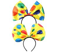 WUFGWBD 2 Pieces Polka Dot Bow Headbands, Mixed Colors, Unisex, Clown Headbands, Cosplay Props, Party Costume Accessories