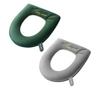 WUFGWBD 2 Pieces Toilet Seat Covers, Moisture-Absorbent And Breathable Toilet Covers, Soft And Comfortable Toilet Covers, Toilet Accessories (Grey, Green)