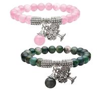 WUFGWBD 2Pcs Tree Pendant Bracelets, Beaded Bracelets, Ele Bracelets, Stretch Bracelets, Gift Bracelets, Women’S Bracelets