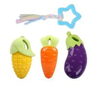 WUFGWBD 3 Fruit Toys And 1 Star Cloth Strip Toy, Safe And Durable, Built-In Sounder, Suitable For Dogs To Play Alone, Pets To Grind Their Teeth To Relieve Boredom.