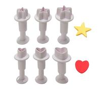 WUFGWBD 3 Heart & 3 Five-Pointed Star Molds, Plastic Baking & Fondant Printing Molds