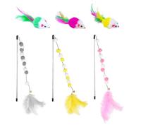 WUFGWBD 3-in-1 Cat Interactive Toys: Fur Ball Teaser Wand & Plush Mouse, Cat Indoor Exercise & Mental Health Toys, Suitable for Small Breeds