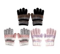WUFGWBD 3 Pairs Of Children'S Gloves, Warm Knitted Gloves, Cute Striped Gloves, Autumn And Winter Gloves, Children'S Cold Protection Products