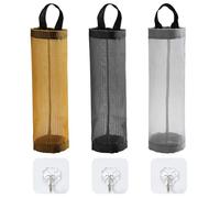 WUFGWBD 3-Piece Trash Bag Storage Bin, 3 Hooks, Kitchen Storage Hanging Bag, Wall-Mounted Storage Rack, Reusable Trash Bag Organizer