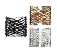 WUFGWBD 3-Piece Women's Elastic Comb Hair Clips, Retro Beaded, Black