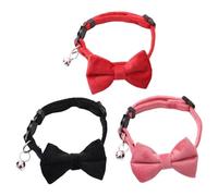 WUFGWBD 3 Pieces Bell Bow Collar, Velvet Pet Collar, Adjustable Collar, Pet Dressing Up Supplies