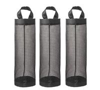 WUFGWBD 3 Pieces of Bag Storage Bracket and 3 Pieces of Cute Hooks, Garbage Bag Hanger, Foldable Mesh Storage Bag, Suitable for Kitchen, Entrance Porch (Black).