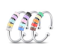 WUFGWBD 3 Pieces of Roller Ball Rings, Fidget Ring, Multi-Color Roller Ball Ring, Anxiety Ring, Stress Relief Ring, Fidget Ring for Boys and Girls