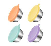 WUFGWBD 4 Pieces Mini Metal Jars, Silicone Lids, Children'S Snack Jars, Convenient Spice Containers, Small Yogurt Jars For Lunch Boxes