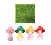 WUFGWBD 4 Pieces Of Mushroom Decorations, 1 Piece Of Artificial Turf, Small Garden Decorations, Home Mushroom Decoration Accessories, Small Mushrooms